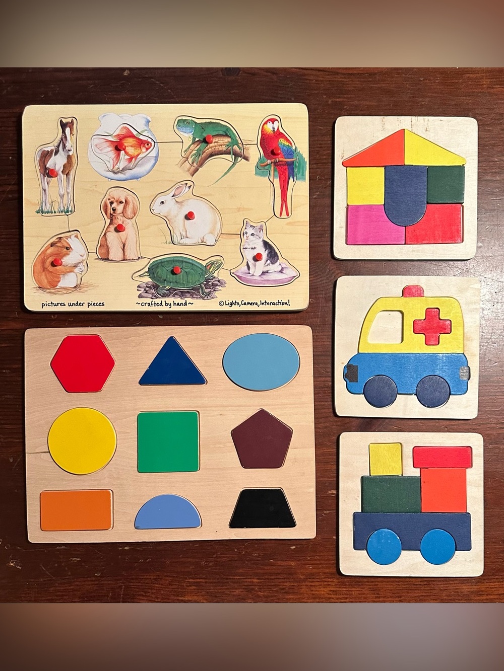 Collection of wooden puzzles for toddlers • kids